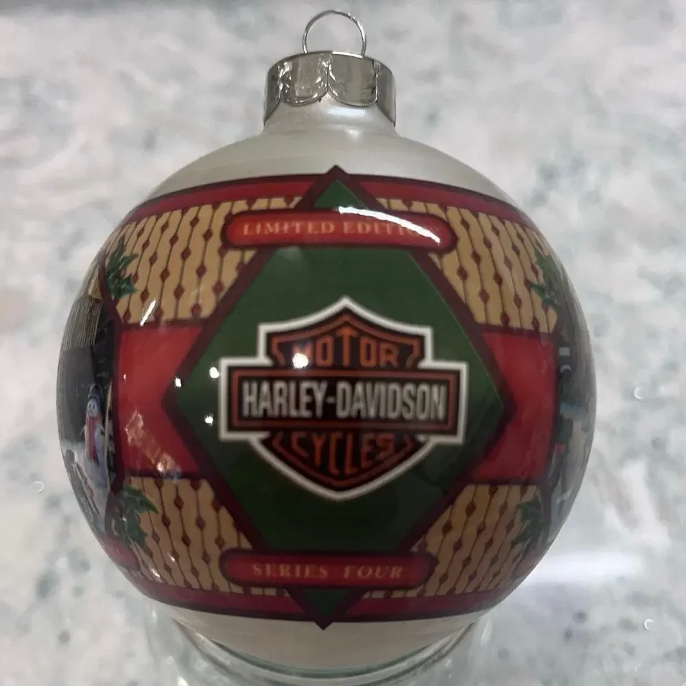 2002 Harley-Davidson Series 4 Deck Harley Christmas Glass Set Ball Ornament